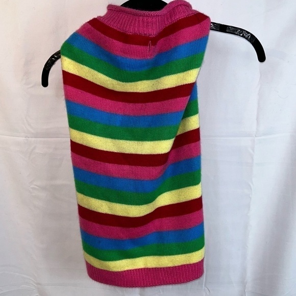 The Worthy Dog Sweater Striped Rainbow Roll Neck Pullover Sweater Double Knit - Picture 8 of 9